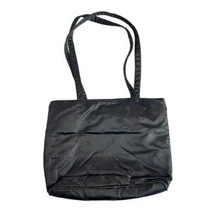 Paloma Picasso shoulder bag tote purse two top handles black fabric